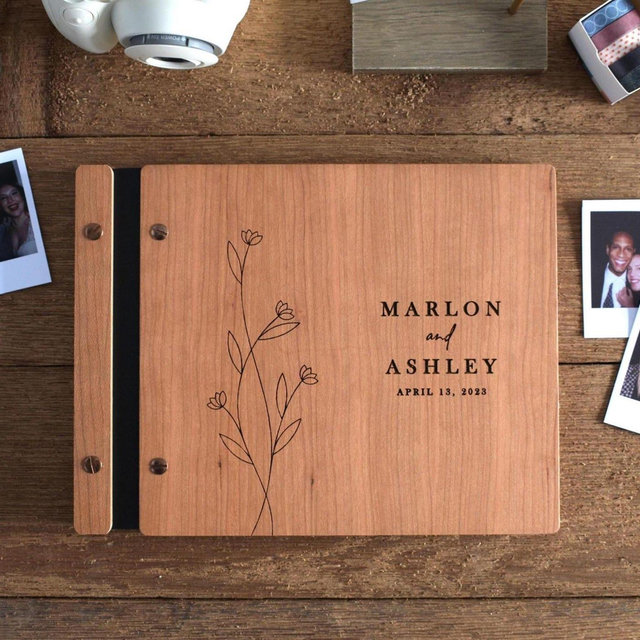 Wooden Wedding Guest Book, Wooden Guestbook, Personalized Wedding Book, Polaroid Guest book, Wedding Gift, Engagement Gift