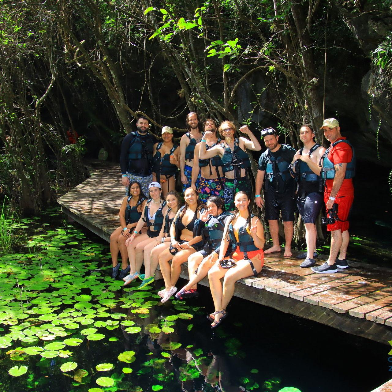 In the cenotes of Cancun celebrating Kevin and Liz!