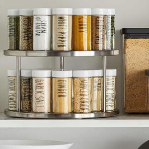 2-Tier Lazy Susan Spice Rack Organizer for Cabinet, Stainless Steel