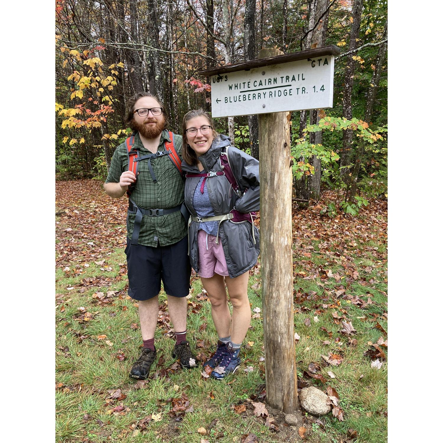 Hiking near Evan's Notch about a year into dating, on the border of NH and ME