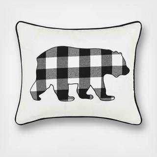 Cabin Plaid Bear Decorative Pillow