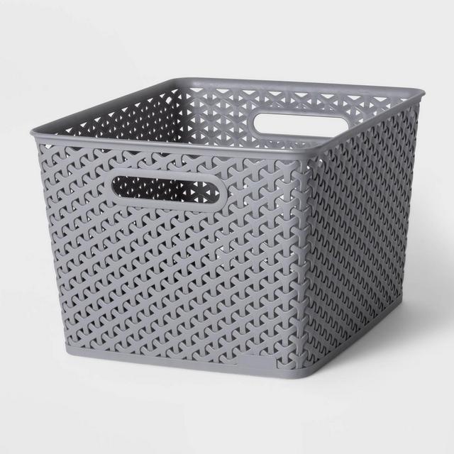Large Y-Weave Decorative Storage Basket Gray - Room Essentials™