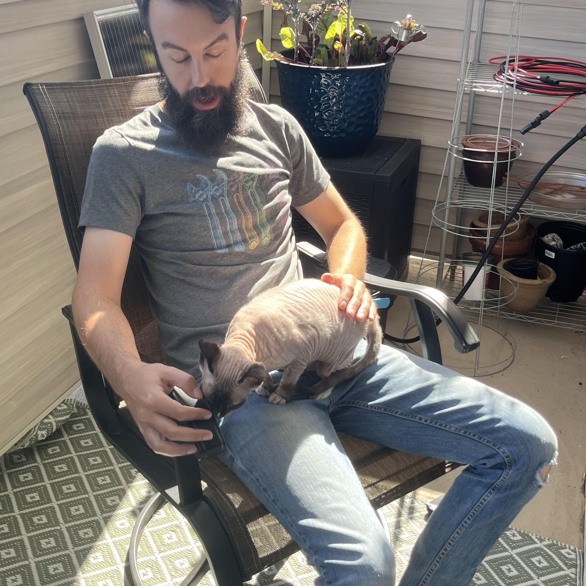 Soaking up the sun at the condo