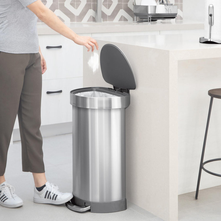 simplehuman, Semi-Round Stainless Steel Step Can with Liner Rim | Zola