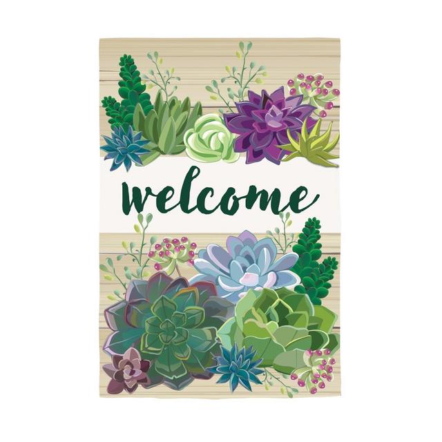 Succulent Burlap Garden Flag