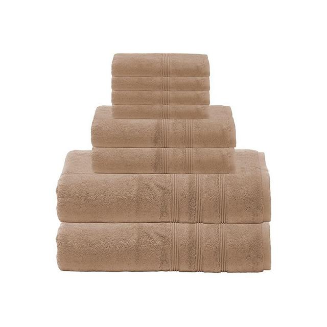 Mosobam 700 GSM Luxury Bamboo Viscose 8pc Large Oversized Bathroom Set, Light Taupe, 2 Bath Towels 30X58 2 Hand Towels 16X30 4 Face Washcloths (Wash Cloth) 13X13, Turkish Towel Sets, Quick Dry