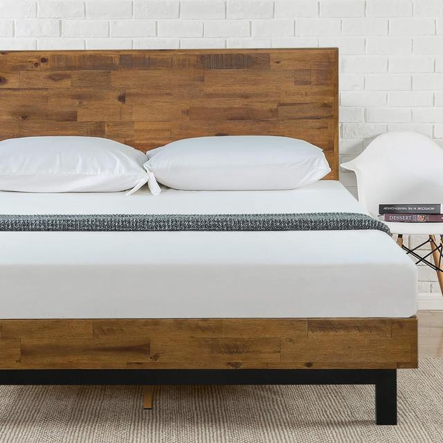 Zinus Tricia Platform Bed / Mattress Foundation / Box Spring Replacement / Brown, Queen