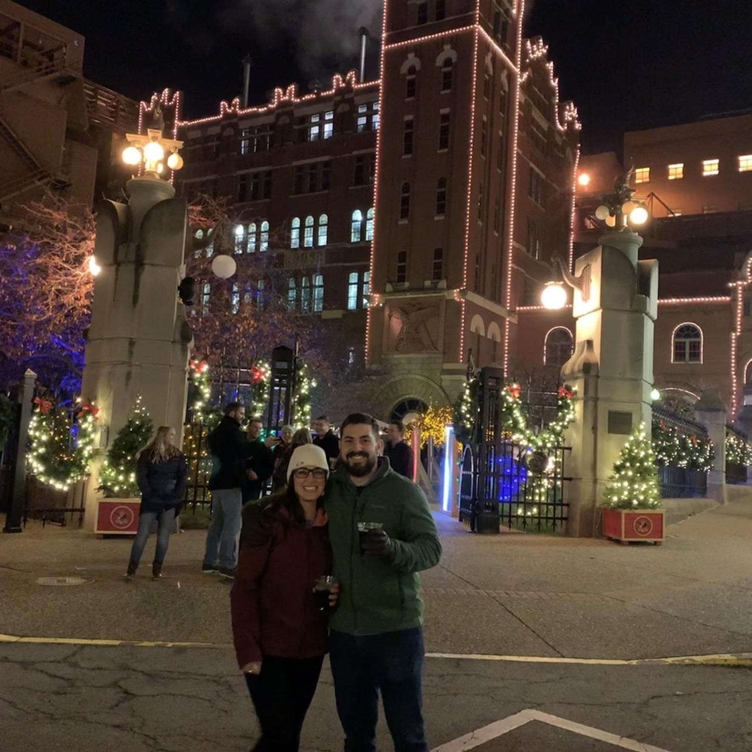 Amanda still found plenty of opportunities to spend time with Steve in St. Louis

(AB St. Louis Brewery Lights, November 2019)