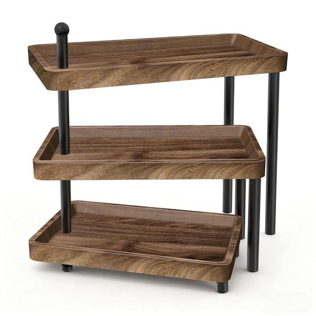 Serving Tray for Party, Wooden Cupcake Stand 3 Tiered Tray Stand Rotating Tiered Serving Tray Dessert Table Display Set Reusable Tiered Serving Platters for Cupcake, Veggie Fruit, Cookies, Dessert