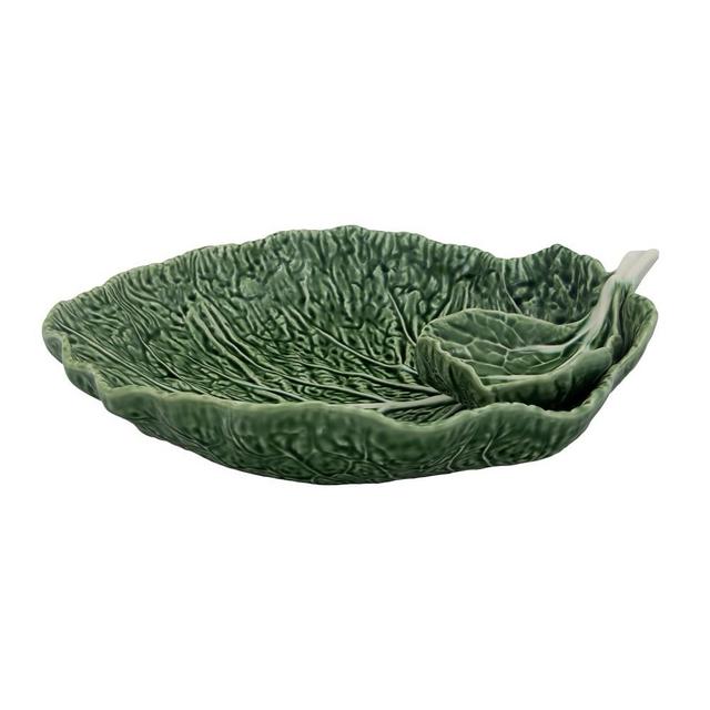 Bordallo Pinheiro Cabbage Chip & Dip Bowl, 13", Green