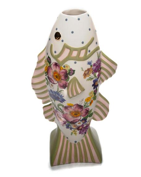 MacKenzie-Childs Flower Market Fish Short Vase