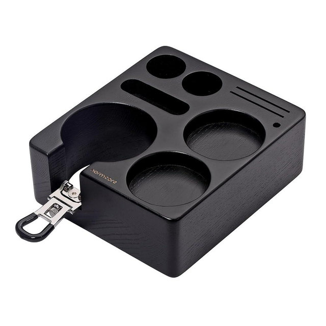 Normcore Espresso Tamping Station, Wood Coffee Tamper Station Fit 51 to 54mm Espresso Machine Accessories Coffee Tamper, Distributor, WDT, Puck Screen, Portafilter Holder Stand, Solid Black Ashwood