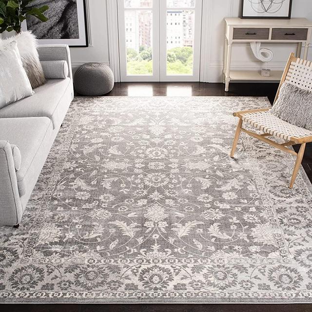 SAFAVIEH Brentwood Collection BNT844B Traditional Oriental Non-Shedding Living Room Bedroom Dining Home Office Area Rug, 8' x 10', Cream / Grey