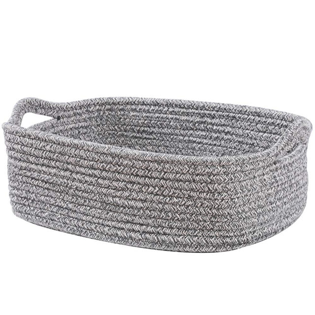 Cotton Rope Storage Basket Bin, Cube Organizer for Closet, Small Toys, Towels (14.5"x 11"x 5") by CiKi HOME