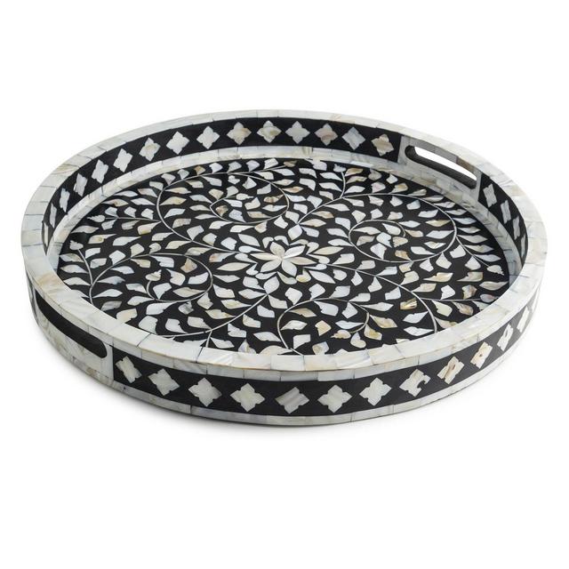 GAURI KOHLI Jodhpur Mother of Cultivated Pearl Decorative Tray, 18"