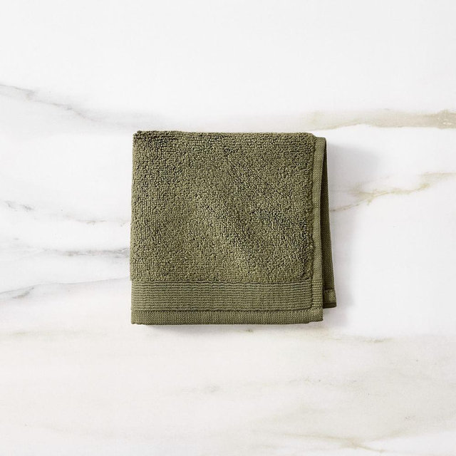 Organic Luxury Fibrosoft Towel, Washcloth, Dark Olive 