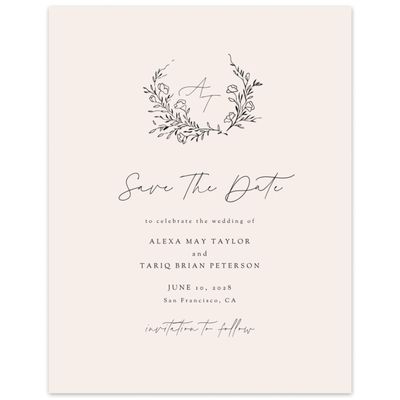 Linen, Beige Wedding Digital Save the Date - Marnina Portrait