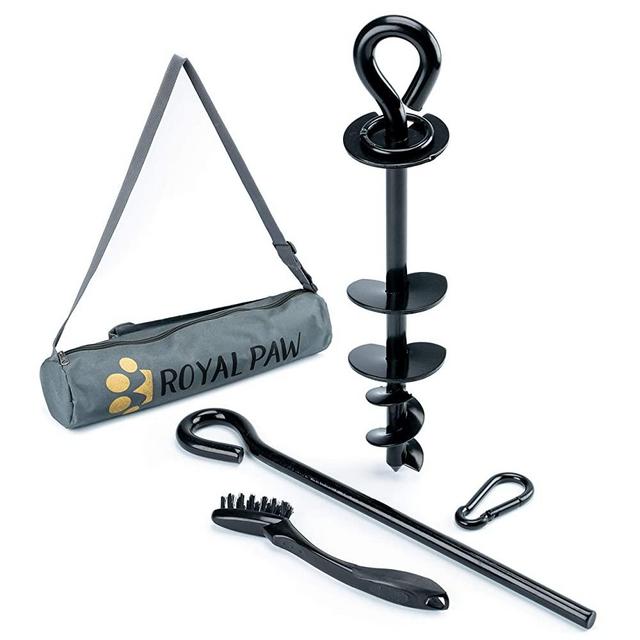 Royal Paw Heavy Duty Dog Tie Out Stake - Spiral Ground Anchor for Large Dog, Dog Stake for Yard, and Dog Runner | Use with Any Big Dog Tie Out Cable or Small Dog Leash