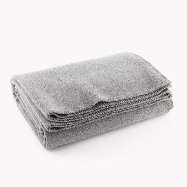 Pure & Simple Wool Blanket, Queen, Light Heather Grey