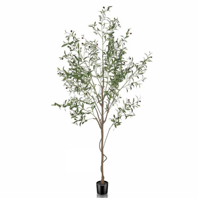 LYERSE Faux Olive Tree 7ft, Tall Fake Olive Tree with Large Olive Branches and Fruits, Artificial Olive Tree Indoor for Modern Home Office House Living Room Decor