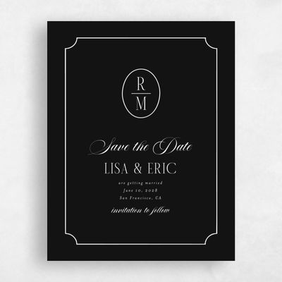 Black Simple Wedding Save the Date - Idalia Portrait