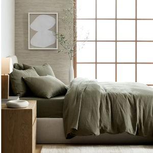 European Linen Duvet Cover Set in Dusty Olive