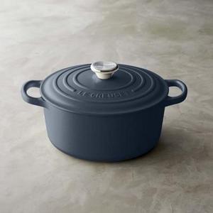 Cuisinart + Round Cast Iron Casserole, Matte Navy, 7 Qt