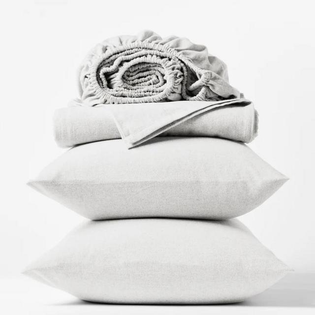 White Cali King Flannel Sheet Set