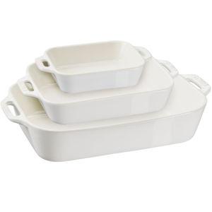 Ceramique Set de bandejas horno S/M/L 3-pzs, Blanco marfil STAUB