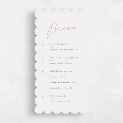 Beige Scalloped Wedding Menu - Gemma