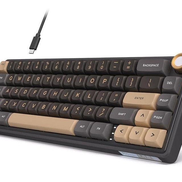 RK ROYAL KLUDGE R65 Wired Gaming Keyboard with Volume Knob, 60% Percent RGB Backlit Mechanical Keyboard Gasket Mount with PBT Keycaps, MDA Profile, QMK/VIA, 66 Keys Hot Swappable Cream Switch, Black