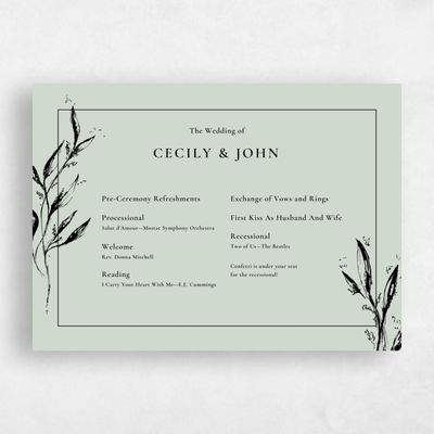 Sage, Green Wedding Program - Griffith