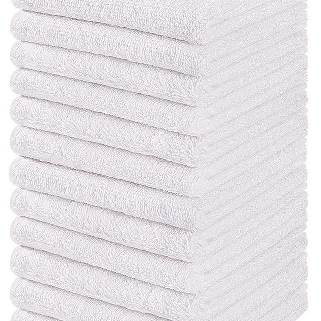 Towel and Linen Mart 100% Cotton - Wash Cloth Set - Flannel Face Cloths, Highly Absorbent and Super Soft Feel Fingertip Towels (White Pack of 12)