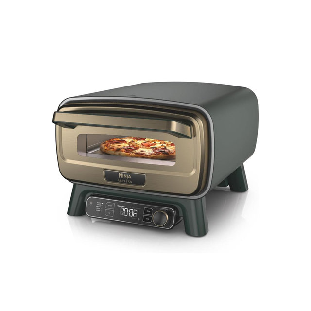 Ninja Artisan Outdoor Pizza Oven, 12-inch, 3-minute Pizza, Neapolitan, Thin Crust, New York Chicago, Custom, 700F Max Temperature, Electric Heat, Bake, Broil, Proof, Warm, Green, MO201GN2