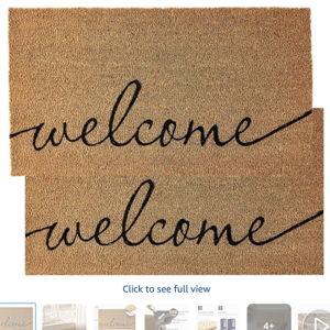 KANKUN Coco Coir Door Mat with Heavy Duty Backing, Welcome Doormat (17" x 30"), Doormat Entrance (Welcome1-2Pack)
