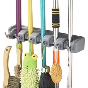 Esup Mop Broom Holder, Broom Organizer Wall Mounted Your Closet Limited Space Holds Mops,Brooms,Dustpan,Shovel (5 Ball Slots 6 Hooks), Perfect School Supplies