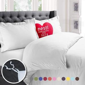 Nestl Bedding Duvet Cover, Protects and Covers your Comforter/Duvet Insert, Luxury 100% Super Soft Microfiber, King Size, Color White, 3 Piece Duvet Cover Set Includes 2 Pillow Shams