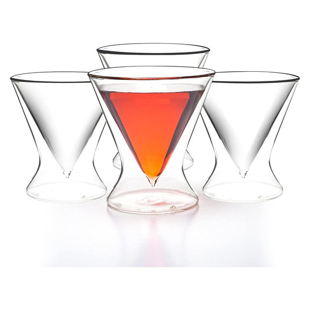 LEMONSODA Stemless Martini Glasses - Double Walled Design - 8 oz - Set of 4