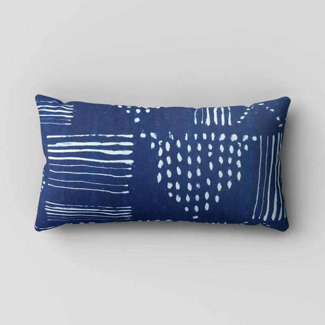 Outdoor Lumbar Throw Pillow Indigo Geo - Threshold™
