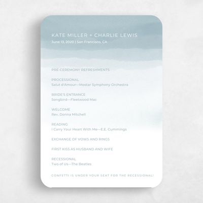 Blue Rounded Wedding Program - Waterfront
