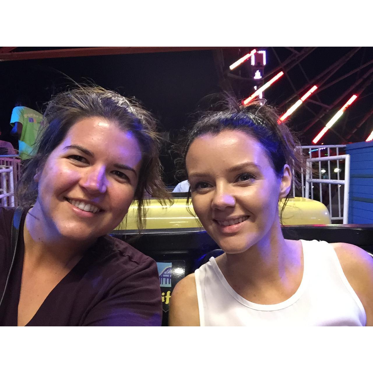 rollercoaster rides on Santa Monica Pier on the first weekend after Amy moved to the US!