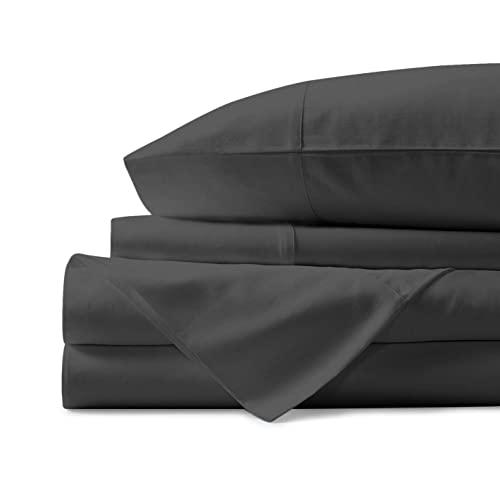Mayfair Linen 100% Egyptian Cotton Sheets, Dark Grey King Sheets Set, 600 Thread Count Long Staple Cotton, Sateen Weave for Soft and Silky Feel, Fits Mattress Upto 18'' DEEP Pocket