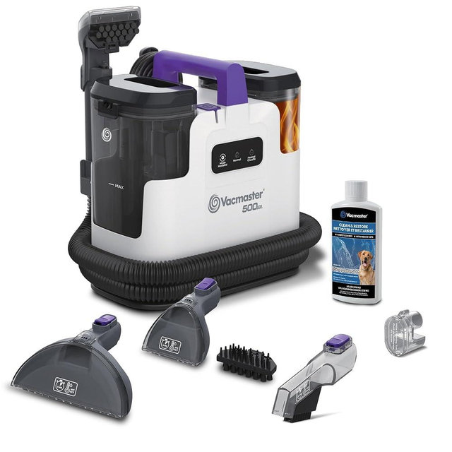 Vacmaster 500 Series Heated Carpet & Upholstery Spot Cleaner Machine, 16Kpa Power Suction with Versatile Tools for Pets, Area Rugs and Couches - SCB1001H 0101