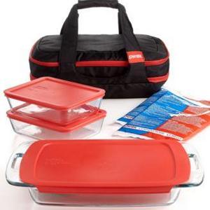 Pyrex - Portable Easy Grab Double Decker 9 Piece Food Storage Container Set