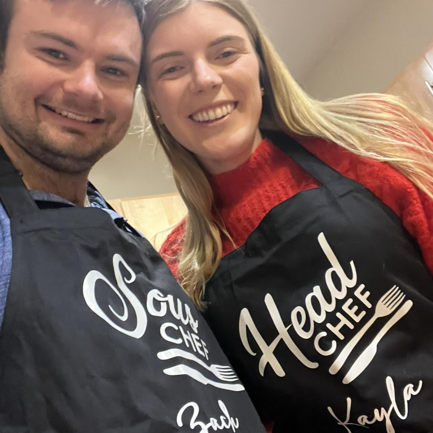 We love cooking together so needed matching aprons!