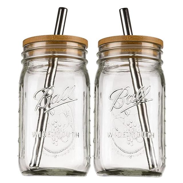 Glass Cups with Lids and Straws 4pcs Set-DWTS DANWEITESI 16oz Iced Coffee  Cups,Glass Coffee Cups with Lids and Straw,Beer Can Glass with Lids and  Straw