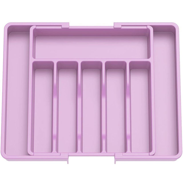 Lifewit Silverware Drawer Organizer, Expandable Utensil Tray for Kitchen, BPA Free Flatware and Cutlery Holder, Adjustable Plastic Storage for Spoons Forks Knives, Large, Purple