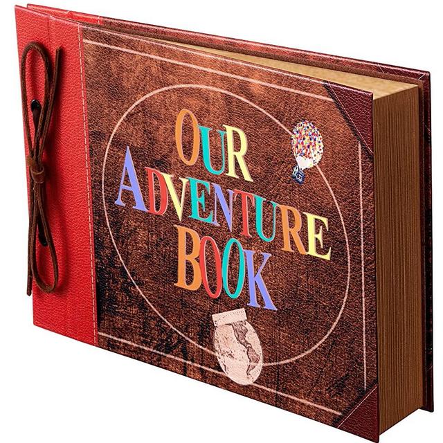Scrapbook Photo Album,Our Adventure Book Scrapbook, Embossed Words Hard Cover Movie Up Travel Scrapbook for Anniversary, Wedding, Travelling, Baby Shower, etc (Leather Adventure Book)