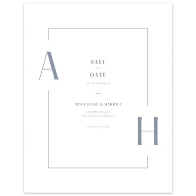Periwinkle Gray, Grey Wedding Digital Save the Date - Wetherby Portrait