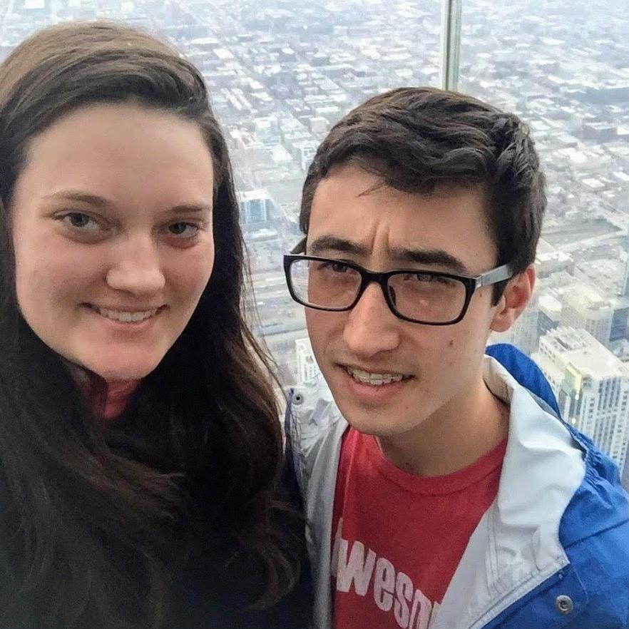 Trips to Chicago: here we are at Willis Tower; good thing Matt's not afraid of heights... Get it? 'Cuz Chelsea's tall.